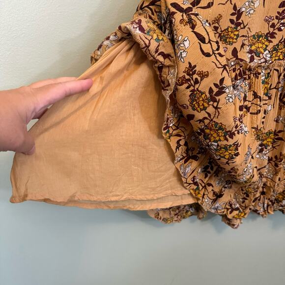 Arula Dress 2X Plus Brown Floral Shift V-Neck Ruffle Crochet Lace Tassels Boho - Picture 5 of 9